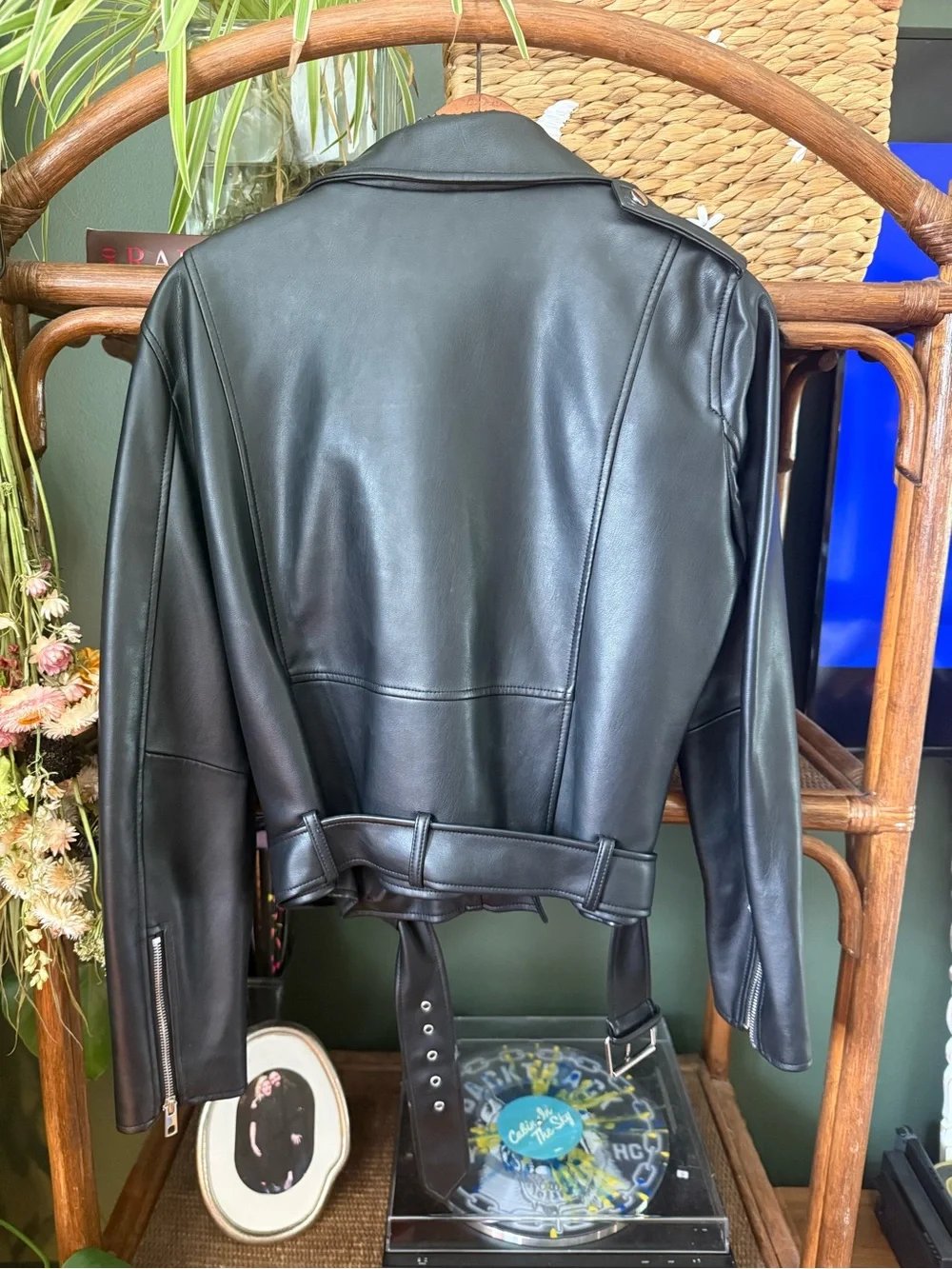 ZARA Black Faux Leather Biker Jacket